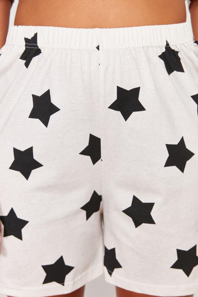 Women's Style Plus Size Lilac Star Printed Knitted Pajama Set