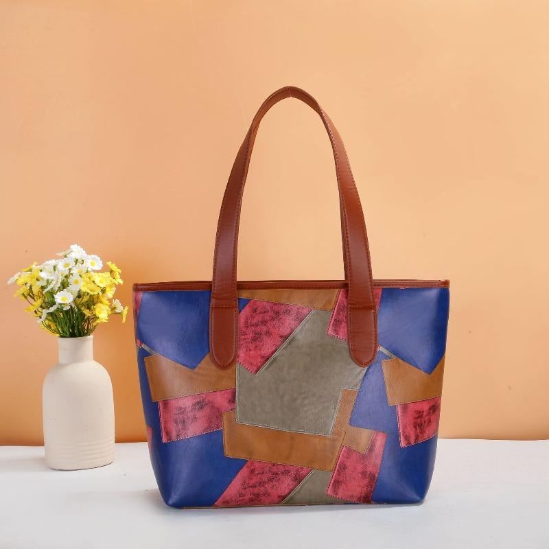 

Новая женская сумка в стиле пэчворк, ретро женская большая сумка-тоут через плечо, женская сумка большой вместимости, женская сумка розовый