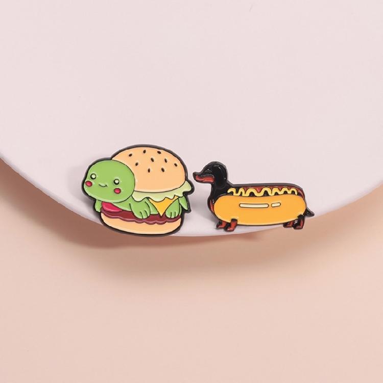 Colorful Hamburger And Hot Dog Brooch Pin Craft from Sturdy Zinc Alloy Materials Accessory for Long Time Use Styles