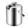 1300ml Ice Bucket Ice Cube Bucket Stainless Steel Ice Cube Container with Lid Built-in Ice Tong for Barbecues, Picnics, Parties