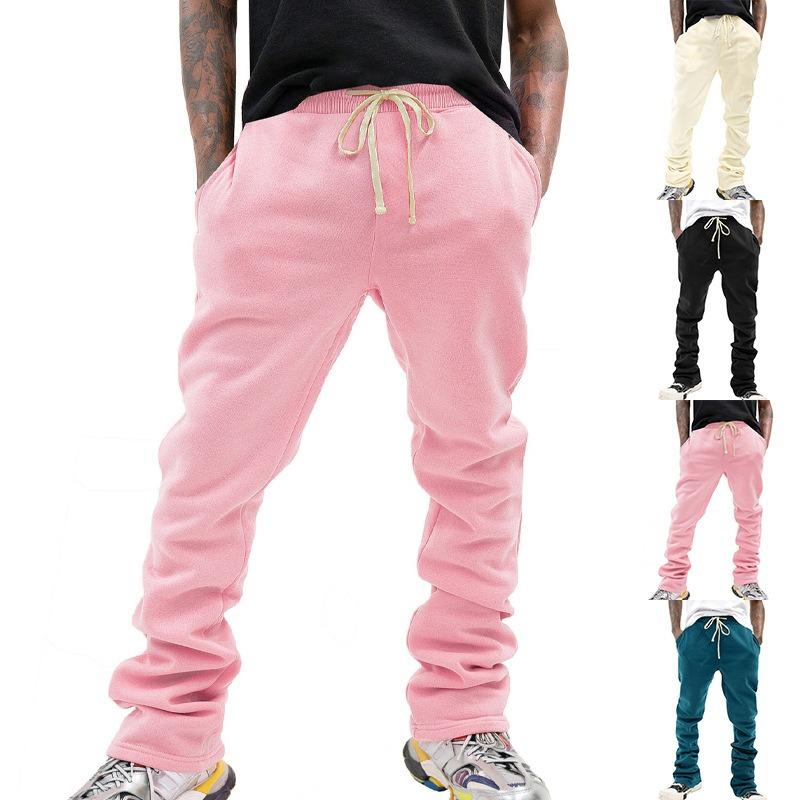 Men's Autumn Winter Solid Color Casual Sweatpants, Loose Straight Leg Long Pants