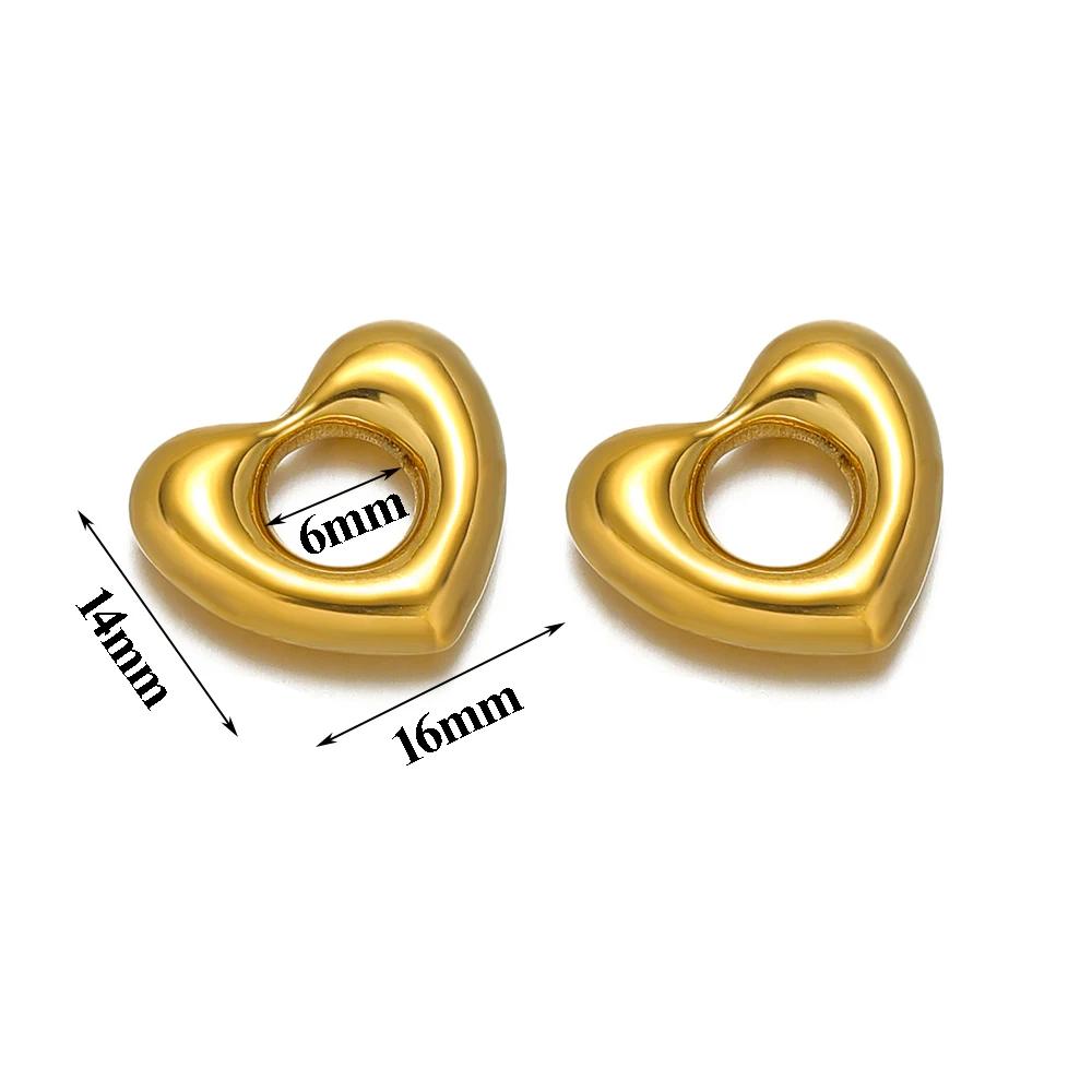 5pcs Stainless Steel Big Hole Heart Charms Pendants for DIY Jewelry Findings Women Necklace Bracelets Supplies Earrings Making