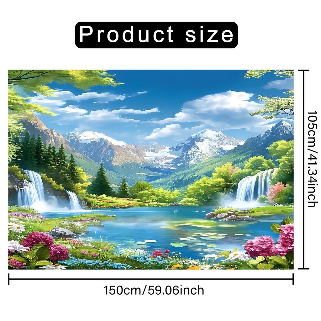 1 banner with mountain view background wall decoration, birthday and anniversary celebration supplies, holiday accessories