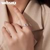 WOSTU 925 Sterling Silver Mother's Day Heart Open Ring For Women Adjustable Love Heart Jewelry Sentimental Gift For Mom Wife