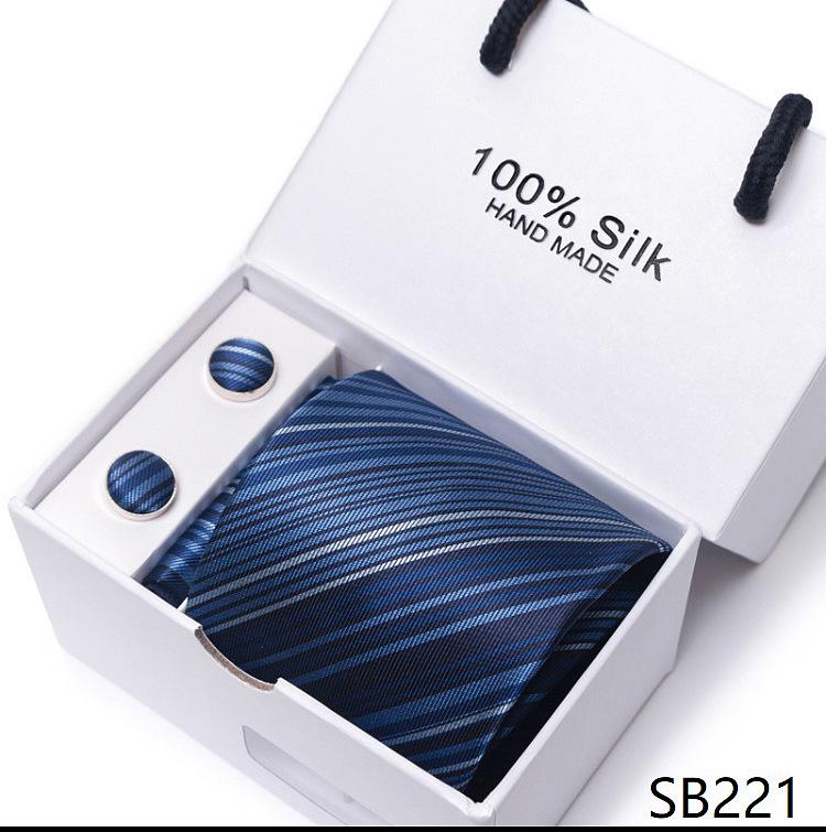 Men's 1200-Needle High-Density Business Stripe & Paisley Tie Set - 6 Piece Groom & Wedding Gift Box