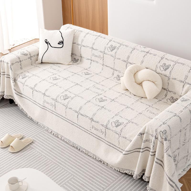 Plush Yarn Sofa Towel All-Inclusive Sofa Cover Dust Cover Living Room Straight Row Sofa One Piece Cover Cloth Anti-Scratching