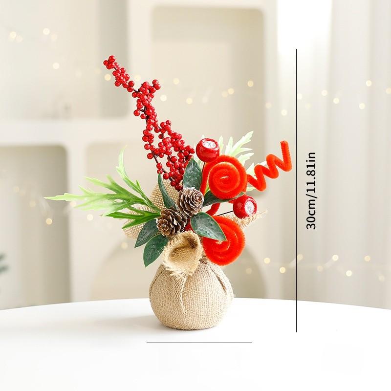 Holiday Tabletop Christmas Tree With Festive Flowers For Christmas Party Decor