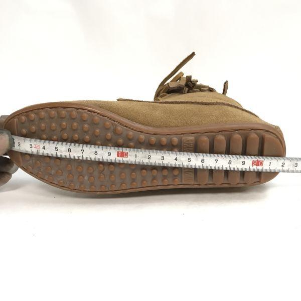 Minnetonka Fringe Lace-up Moccasin Boots Women's 22.0 Brown Suede leather(USED)