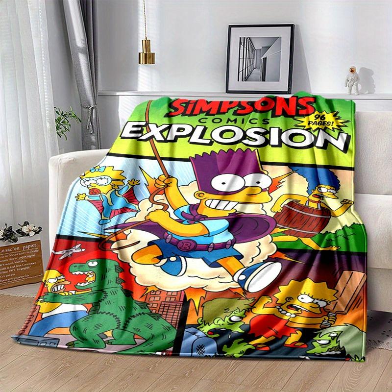 Koc z kreskówki Simpsonowie, Krótki pluszowy, uroczy, ciepły koc, Dekoracja domu w salonie, Sofa, Cztery pory roku, Podróż
