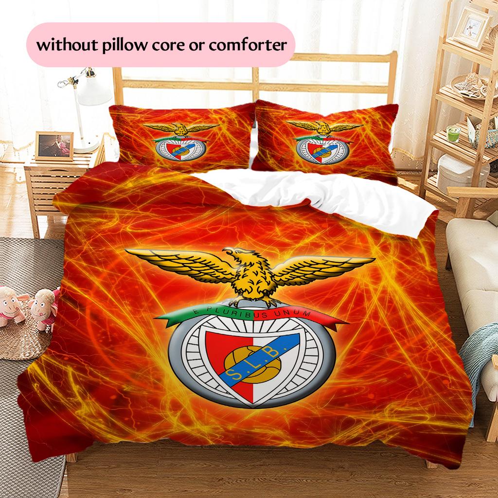 SL Benfica Football Club Pattern Bedding Quilt Set Home Decoration Gift (1 * duvet cover + 2 * pillowcase without core)