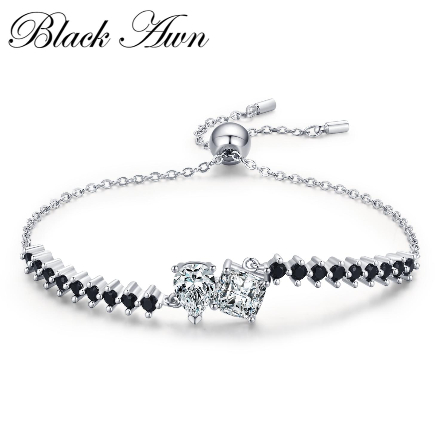 

BLACK AWN Черный браслет для женщин Черный ювелирный браслет-цепочка с цирконом