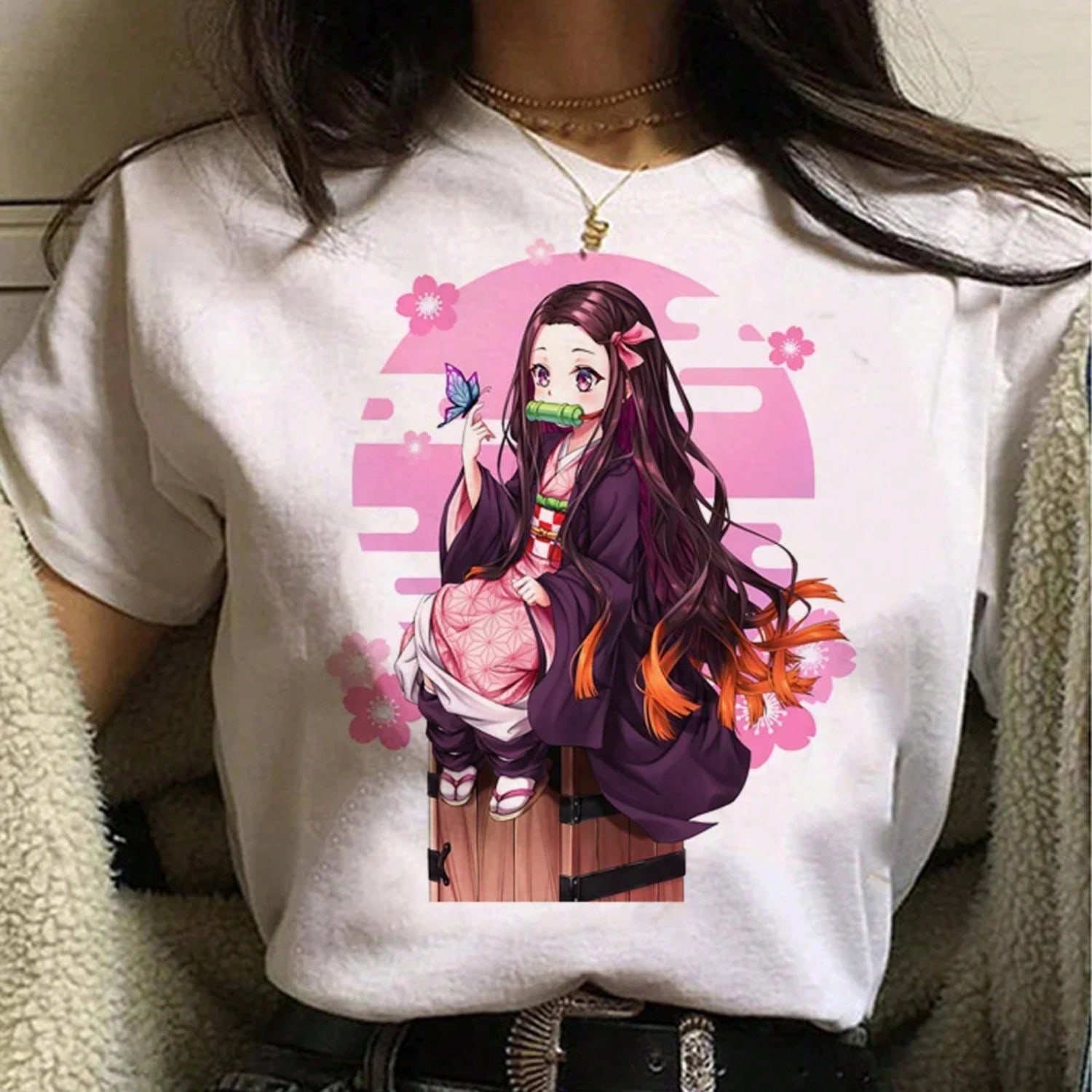 Kimetsu No Yaiba T Shirt unisex Manga Funny Y2K T Shirt Girl Funny Clothing Aesthetic Clothes S разноцветный