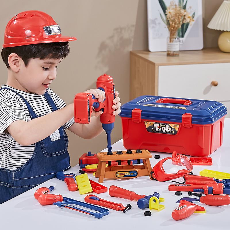Children's Electric Repair Tool Set: Screw-Tightening Simulation Toy for Boys, 2-Year-Old Storage Combo.