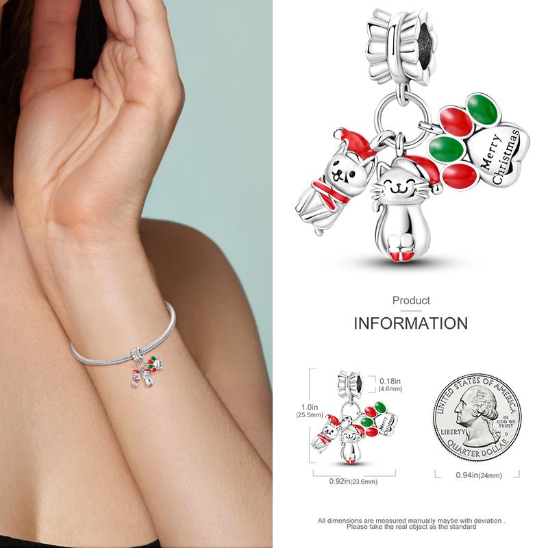 Copper Christmas Charm Beads Fit Original Bracelet Dangle Women Diy Jewelry Christmas Gifts
