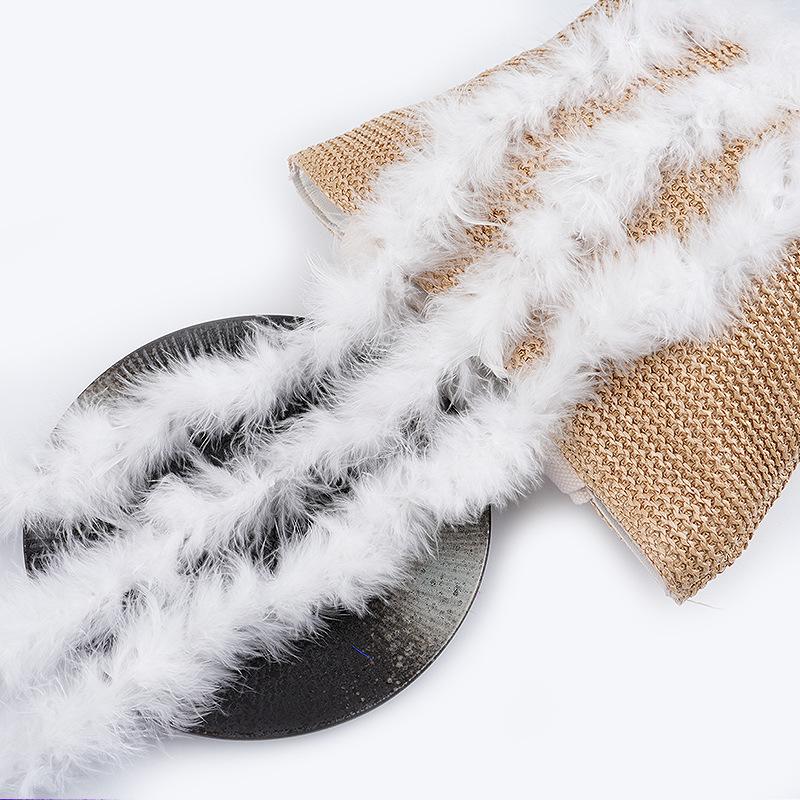 1 Meter Flat Turkey Feather Strip Bouquet Packaging Hand Decoration Performance Clothing Accessories Head Jewelry Decoration