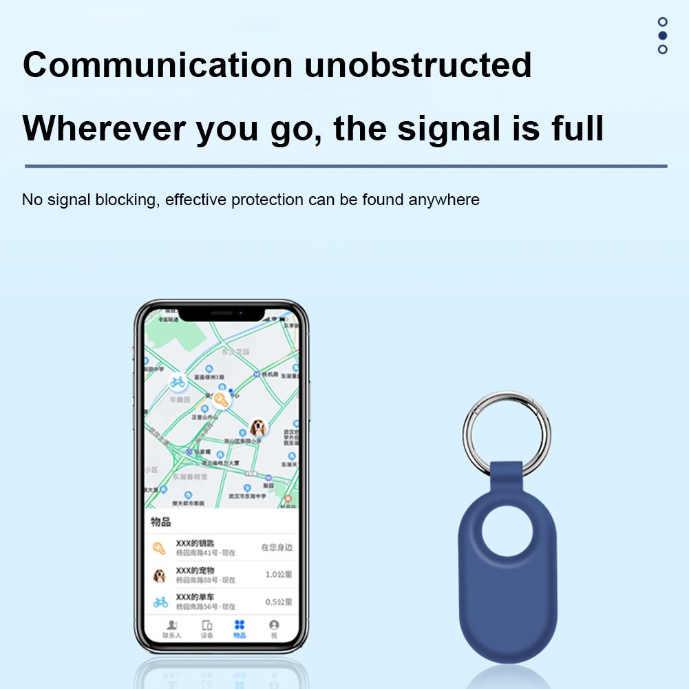 Silicone Case Case Cover Shell Waterproof Soft Protective Sleeve Skin Cover Anti-Scratch with Keychain for Galaxy SmartTag2