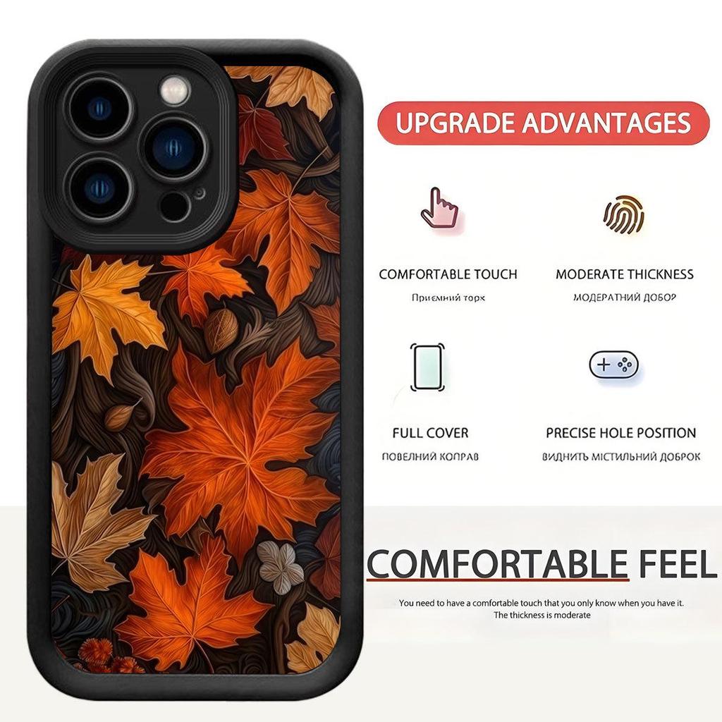 Maple Leaf Collection Black Grooved iPhone 15/16/17 Pro Max Protective Case