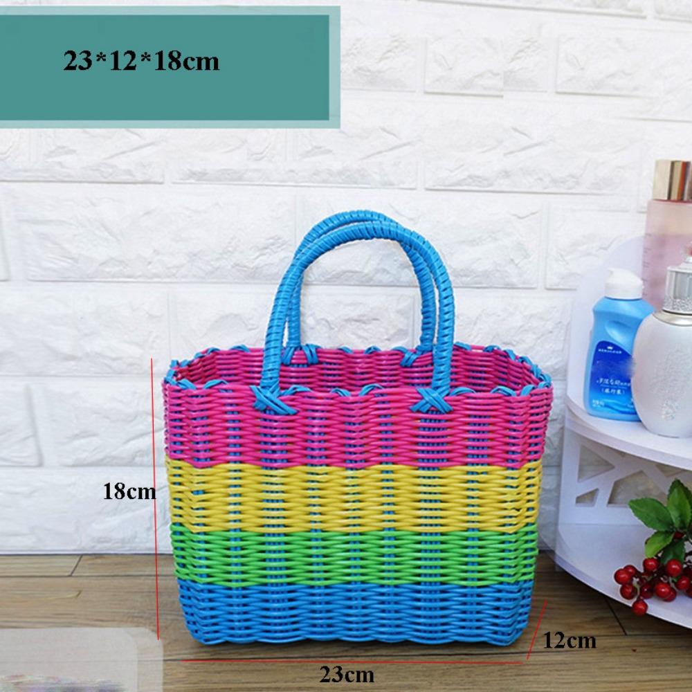 Cesta de Almacenamiento de Mimbre Tejido para Picnic, Empaque de Frutas y Verduras para el Hogar, PE