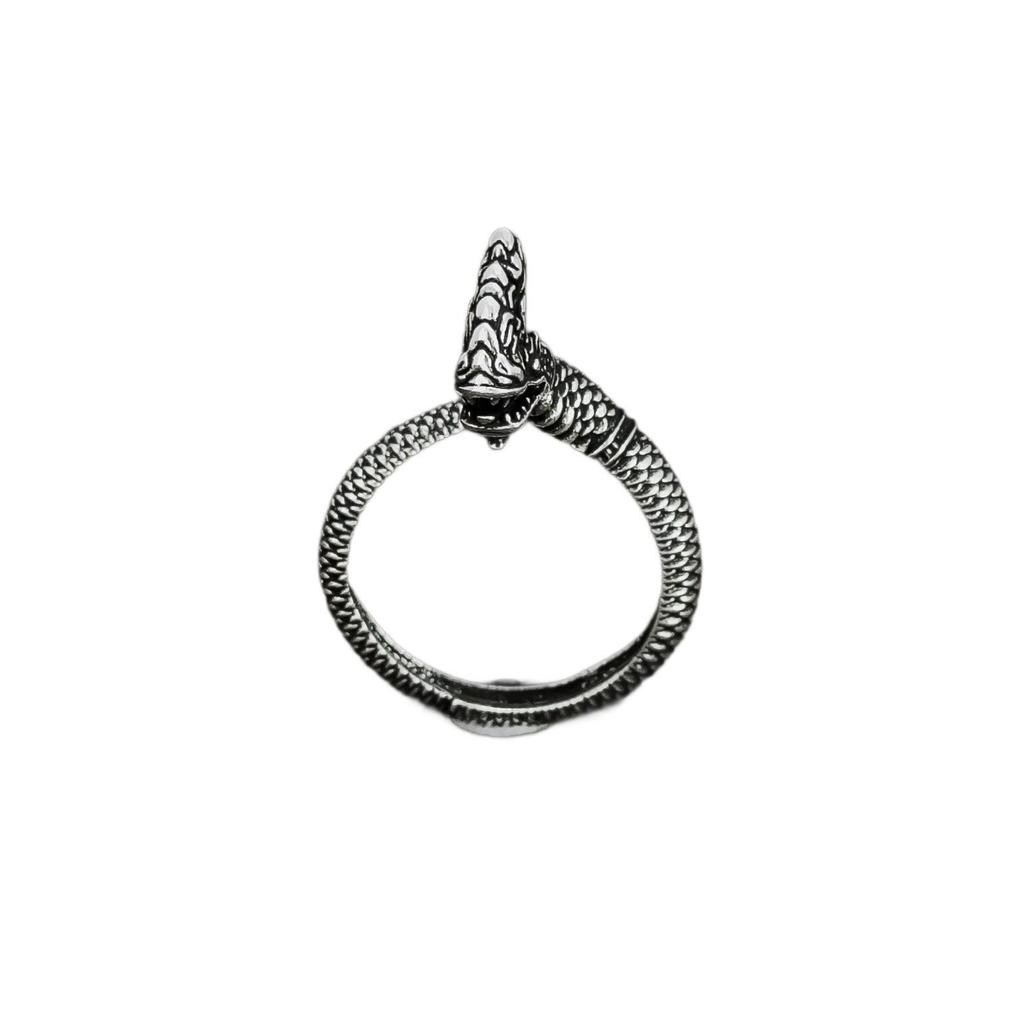Sterling Silver Dragon Zodiac Ring - Adjustable Unisex Design, 925 Silver Domineering Style.
