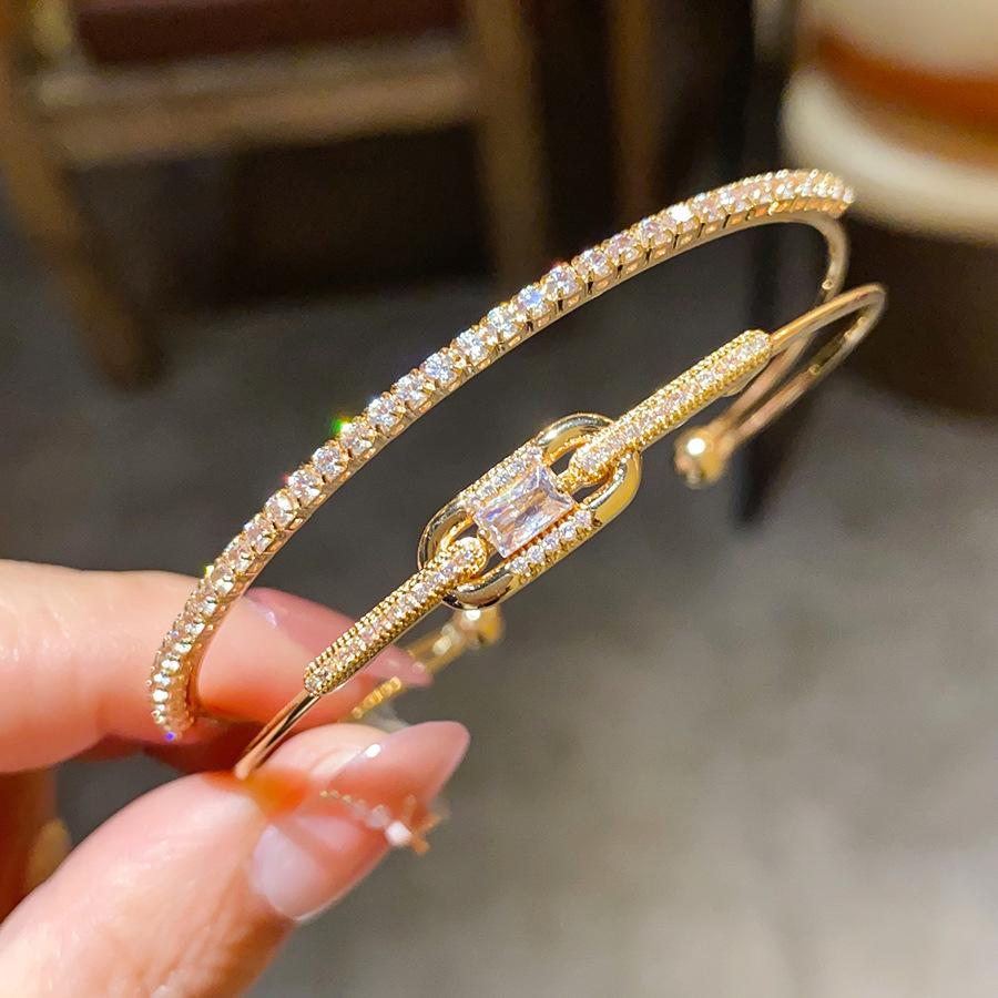 Супер Блестящий Циркониевый Открытый Браслет-Браслет Овальной Формы: Высококачественный браслет в винтажном стиле для женщин