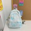Letter Fashionable Decoration Tie Dye Pattern Student Casual Backpack School For