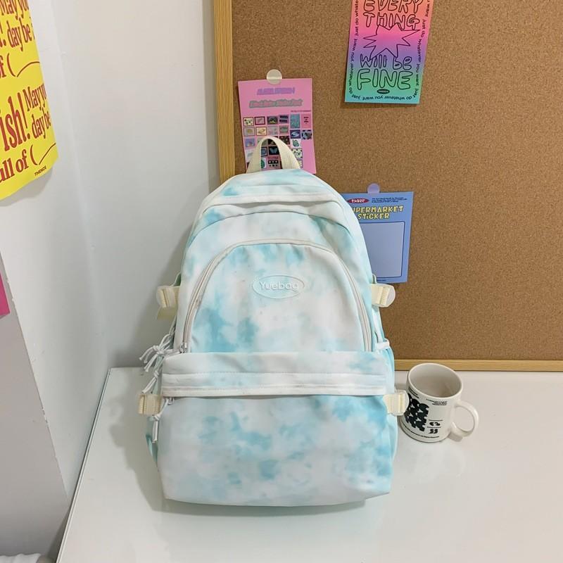 Letter Fashionable Decoration Tie Dye Pattern Student Casual Backpack School For