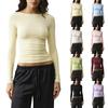 Damen Off-Shoulder Raffung Taille Slim Fit Cropped T-Shirt für Lässigen Sommer