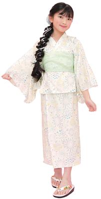 Bee Yukata Set for Easy To Separate Perfect for Festivals and Ivory X Fireworks 3-Piece Girls, Summer, Wear, Style, 2-Way, Fireworks, 150cm,