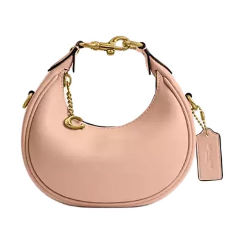 

COACH JONIE 15 metal accessories classic tanned leather crescent bag hobo bag handbag mini women s light pink золотий