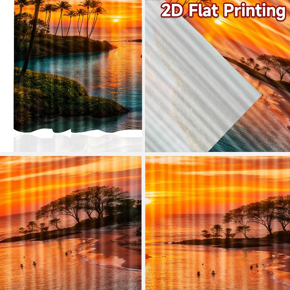 2D flat printing 2pcs Curtain Window Drapes Tropical Sunset Lagoon Digital Printed Polyester Drapes Festive Wall Decor for Home