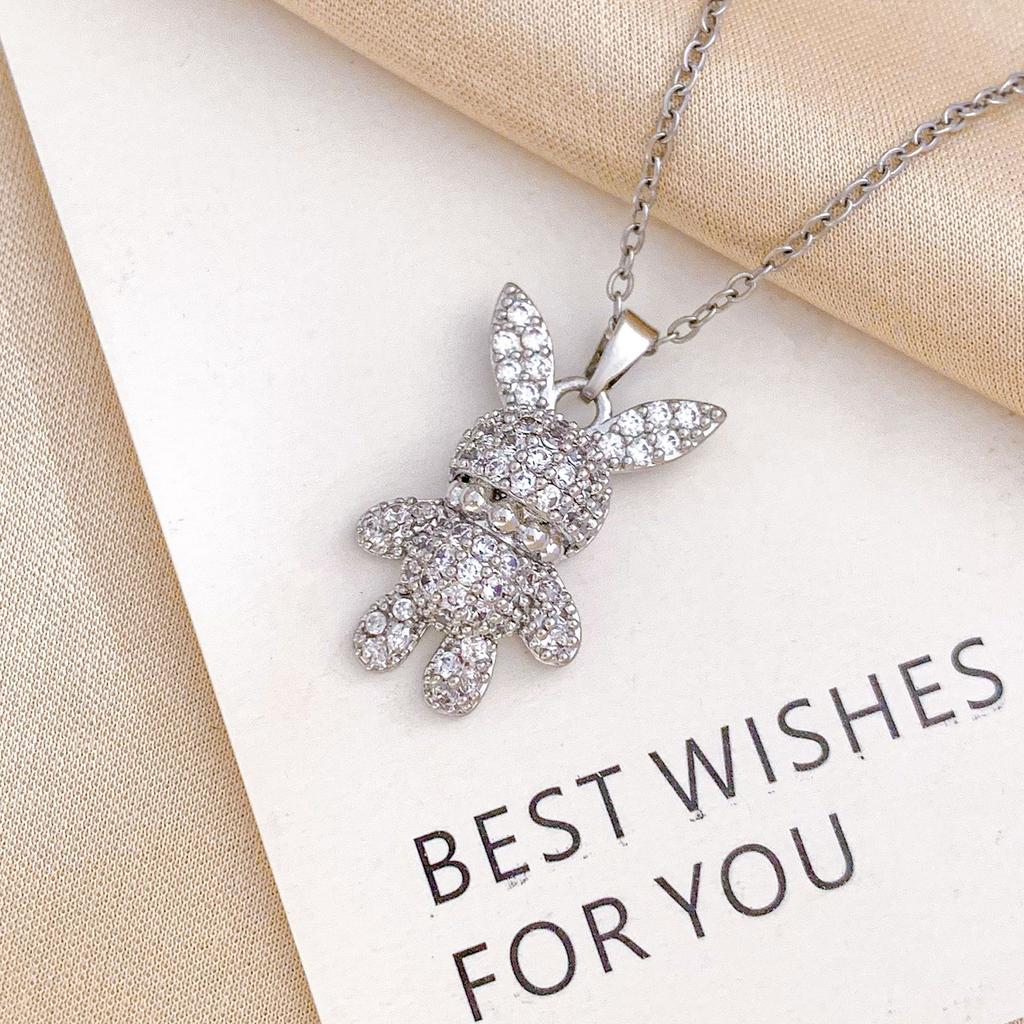 Necklace Cartoon Cute Rabbit Zircon Necklace Accessories Women's Simple Small Fresh Design Sense Fashion Versatile Collarbone Chain