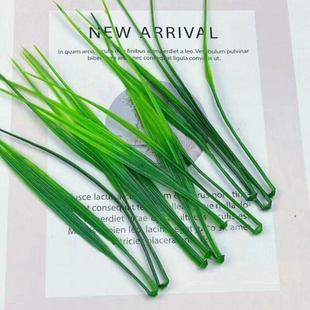 24Pcs Green Artificial Spring Grass UV Resistant Weather-Resistant Plastic Grass Arrangement Low-Maintenance Decorative
