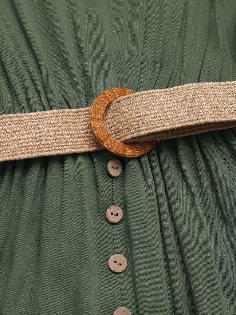 Casual Sleeveless Summer Vacation Dress with Belt and Slit - 2025 European & American Style