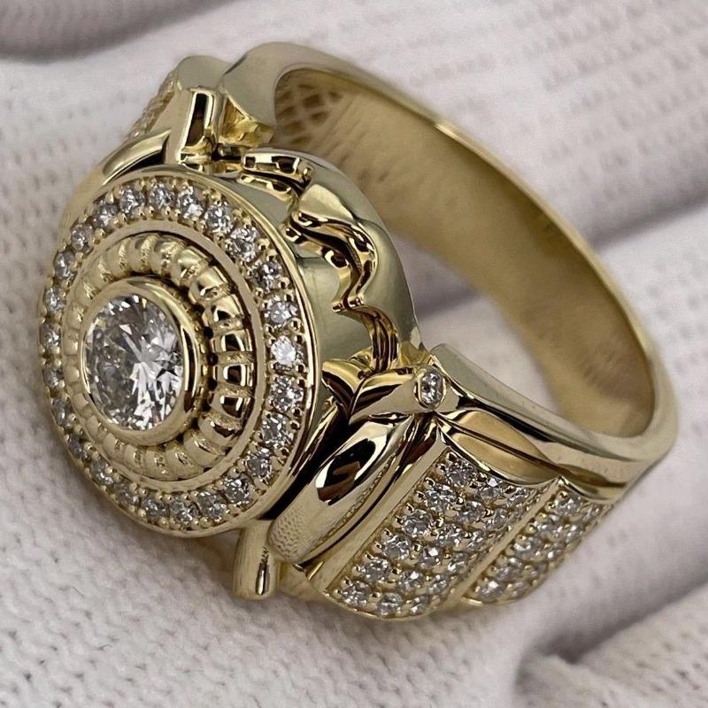 Mary Inlaid white zircon ring, European and American luxury men's engagement wedding