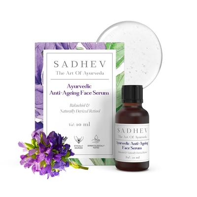 Sérum Visage Anti-Âge Ayurvédique Sadhev Avec Bakuchiol & Rétinol d'Origine Naturelle | Réduit les Lignes Fines, les Rides & les Taches Brunes | Combat le Vieillissement Natur