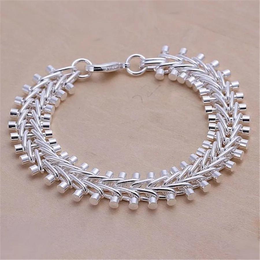 Sterling Utsøkt Solid Kjede Armbånd Mote Sjarm Kvinner Menn Bryllup Søte Enkle Modeller Smykker