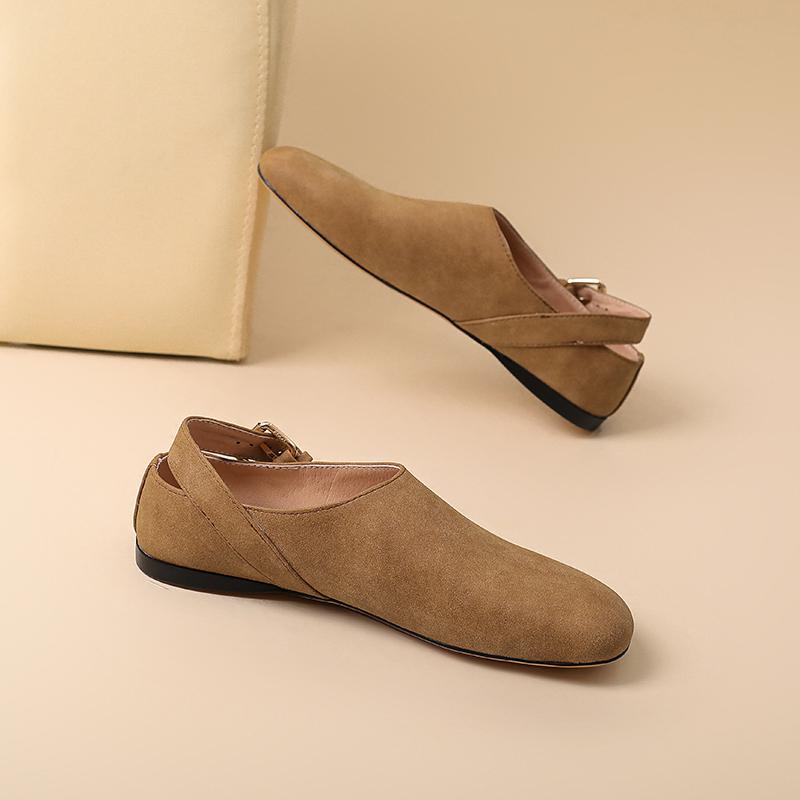 Krazing Pot Cow Suede Nubuck Summer Size 46 Size 45 Leisure Shoes Women Round Toe European Design Flats