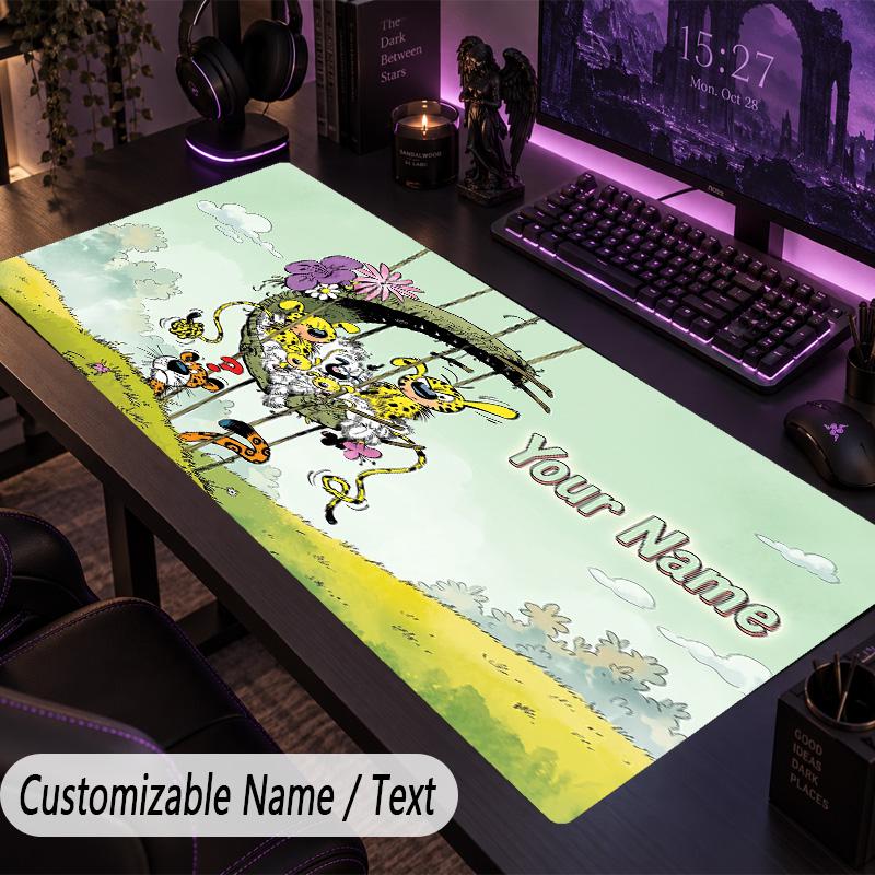 Custom Text Big Mousepad, Extended Desk Pad For Laptop Work GameMarsupilami