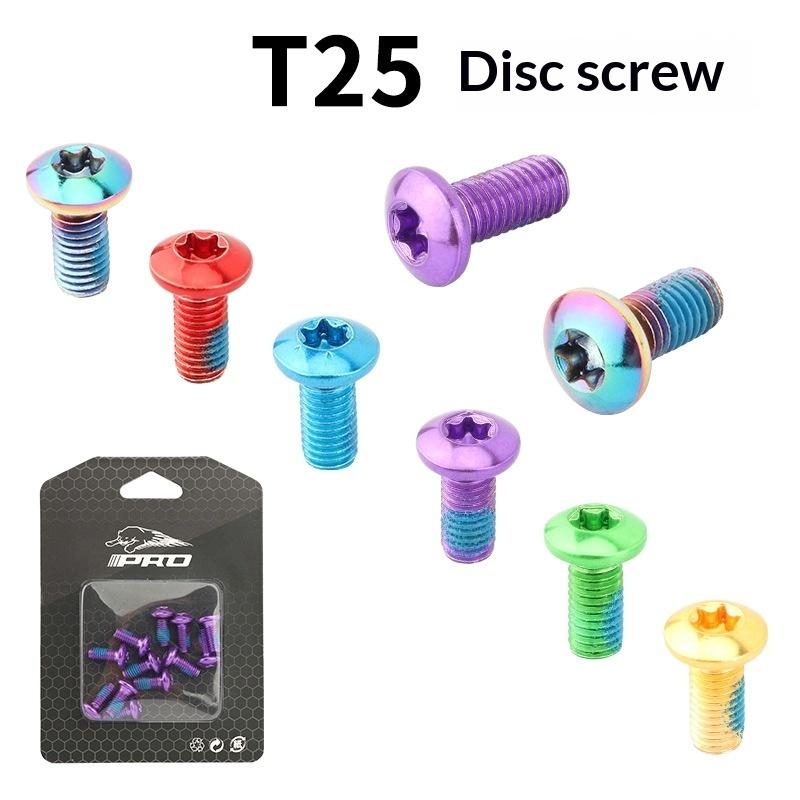 12Pcs Bicycle Disc Brake Rotor T25 Red/Blue/Green/Purple/Gold/Plating Screws Steel Alloy For Road Bike 6-Bolt Plate
