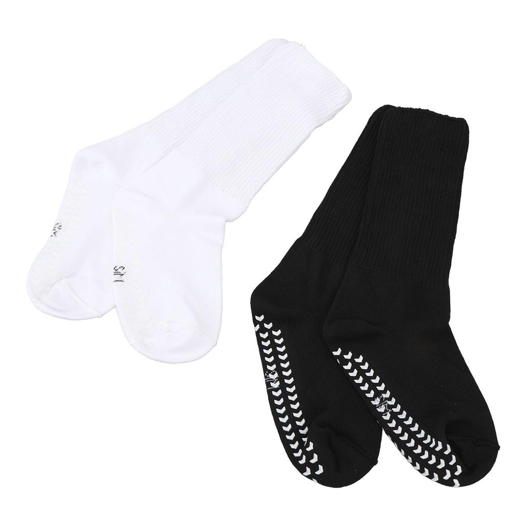 2pairs Wide Socks with Grips Elastic High Stretch Non Slip Loose Fit Socks Black White L XL