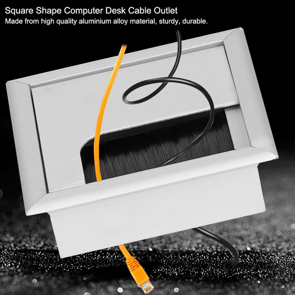 Square Aluminium Desk Computer Wire Cable Tidy Outlet Insert Hole Top Cover