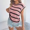 Women's Fashion Contrast Striped Casual Loose Sweater Top