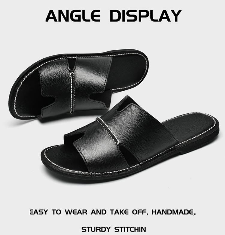 2024 Summer Trendy Plus Size Men's Genuine Leather Flip-Flops: Casual Beach Sandals in Sizes 45-47