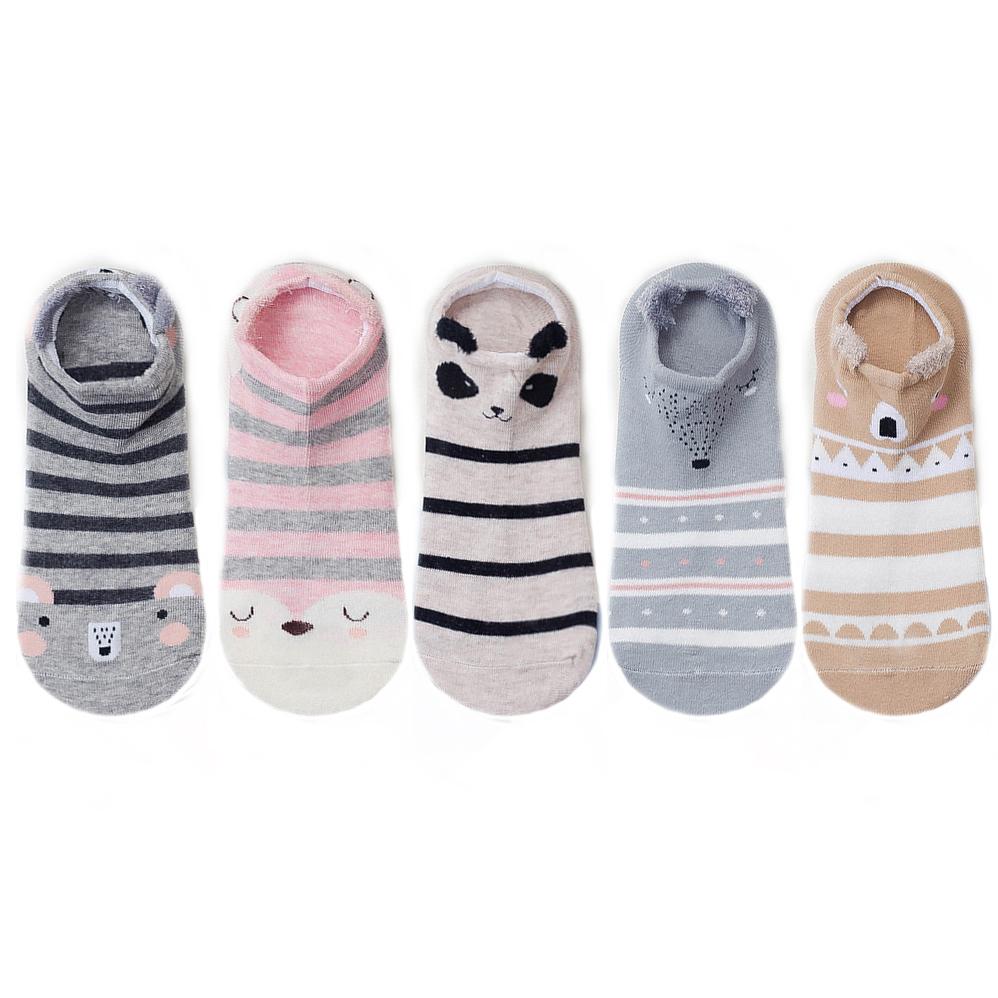 5 pairs women cotton socks stereoscopic Cute Animal Female Kawaii Cat With Dog Summer Short Socks Women Casual Soft Funny Socks