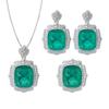 Jewelry Copper Bottom Gold-Plated Imitation Grandmother Green Light Luxury Set Pendant 1 Ring 4 * 16 Earrings 12 * 14