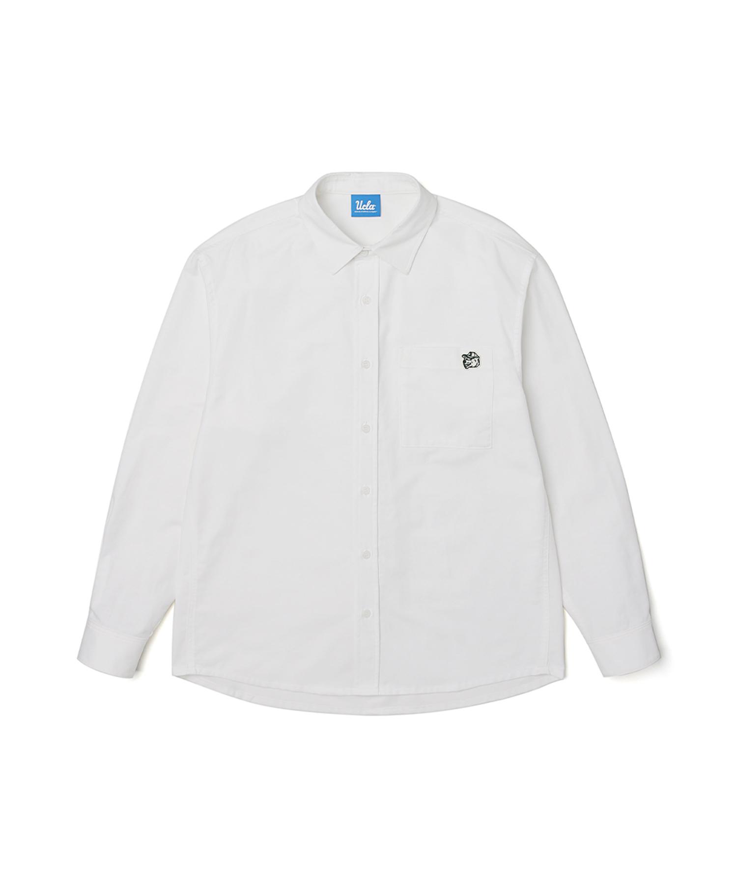 Ucla Unisex Oxford One-Pocket Long Sleeve Shirt [White](Ua2Ls80_31) White(31)/Mmm