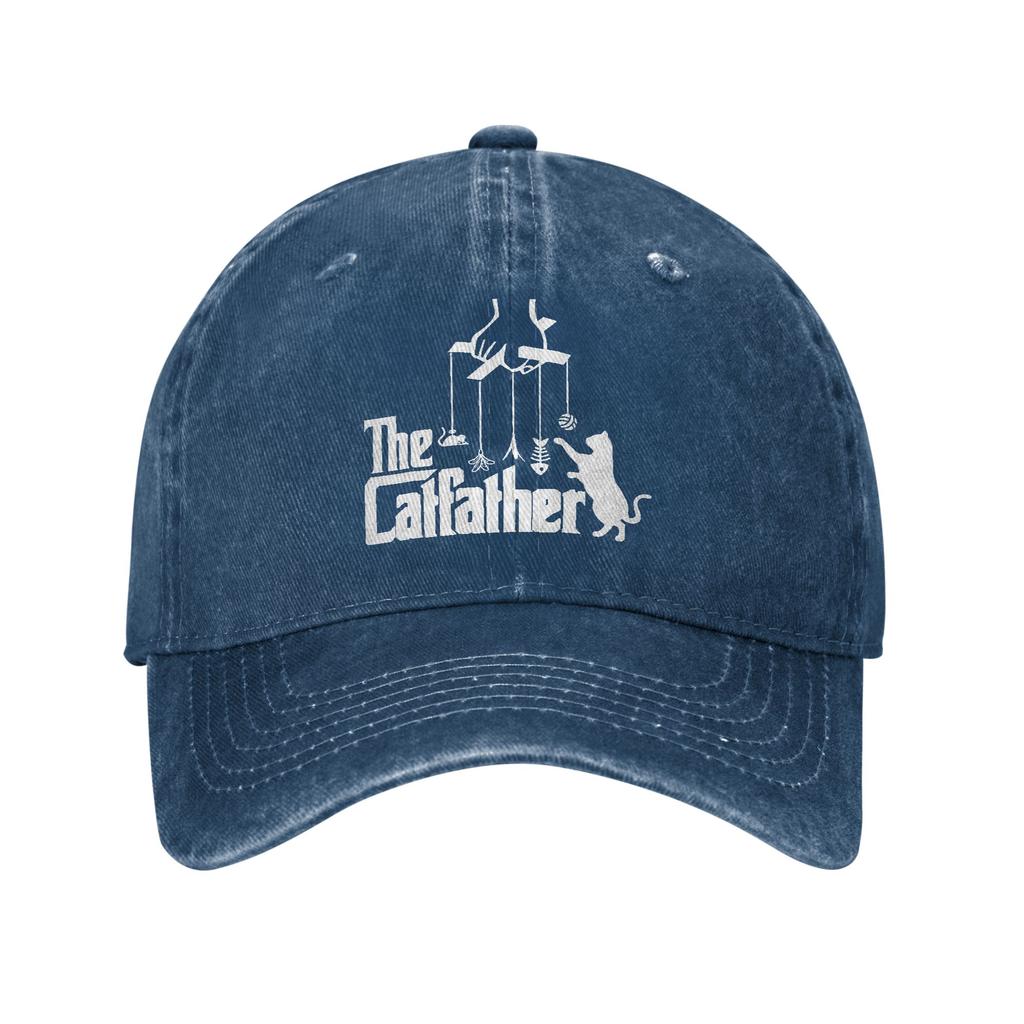 Funny Cat Dad Life The Catfather Unstructured Baseball Cap Distressed Denim Washed Fathers Day Snapback Unisex Adjustable Hats