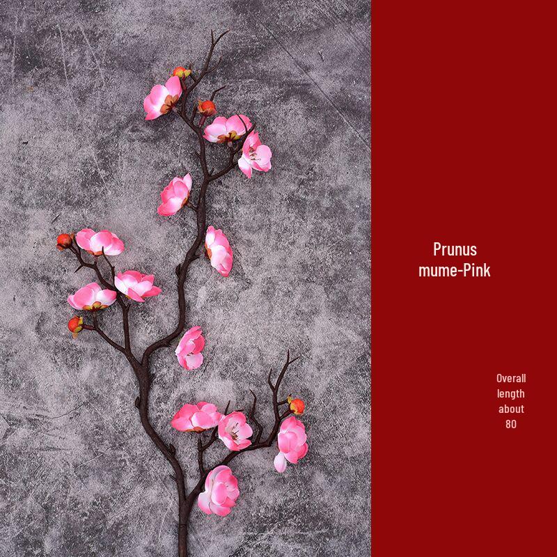 Artificial Plum and Peach Blossom Branch Ornament for Living Room - Dried Flowers Bonsai Arrangement In Pot for Indoor Winter Decoration