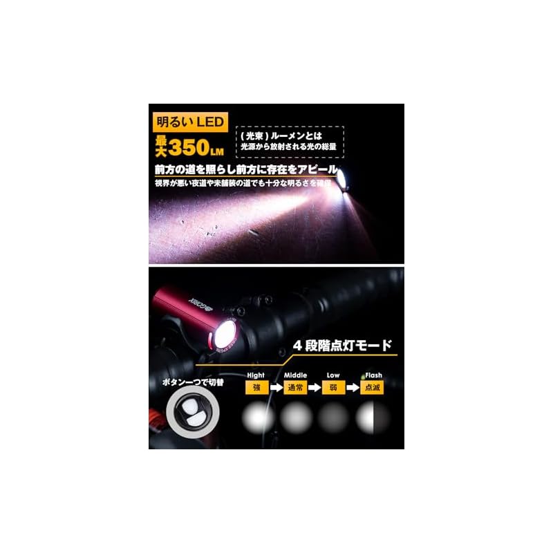 GORIX (Gorix) Bicycle Light, USB Rechargeable, Waterproof, Bright LED Light (GX-FL1579) (Black)