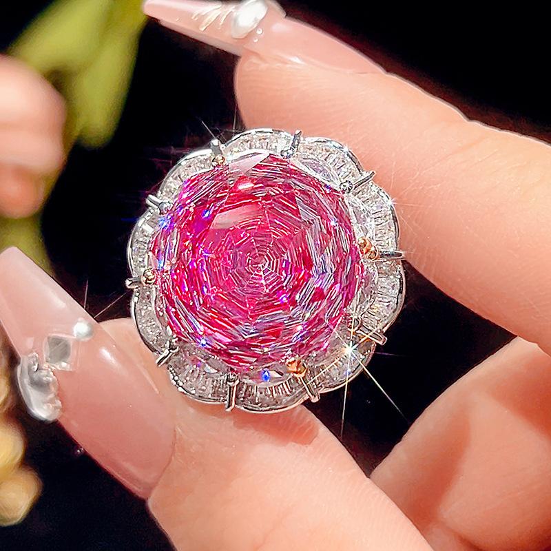 Jewelry Copper Bottom Gold-Plated Rose Cut Dragon Fruit Color Temperament Light Luxury Suit Women 16-10M